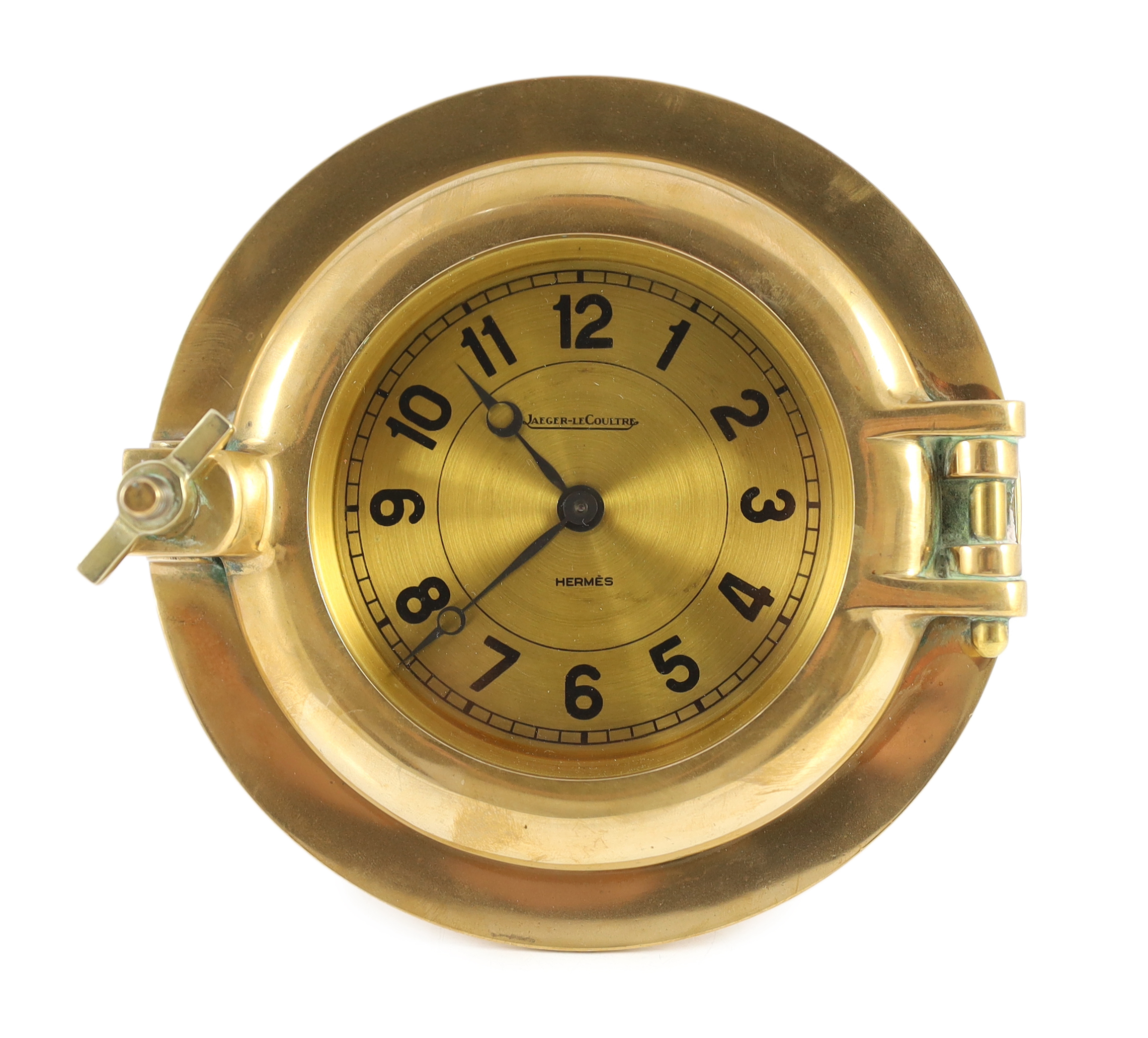 A Jaeger-Le-Coultre for Hermes novelty ship's porthole clock, circa 1955